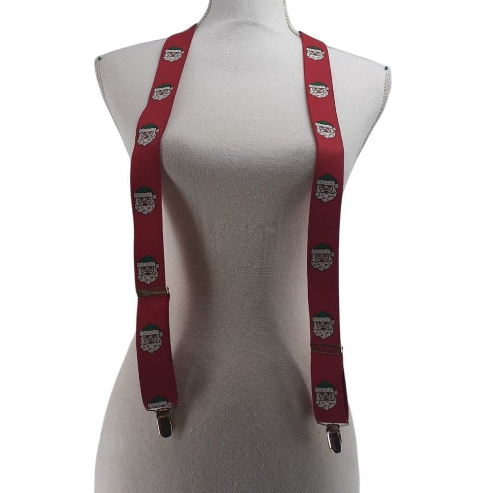 Vintage Christmas Santa Suspenders CAS West Germany Red